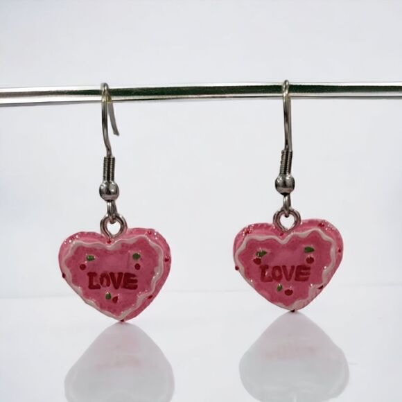 🎂Love Heart Cake Earrings🎂 (2-A004) - Picture 1 of 5